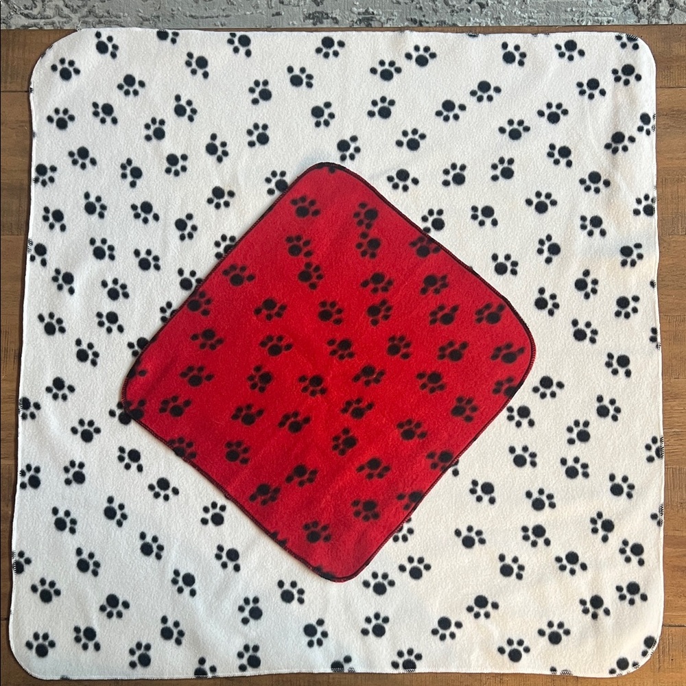 Flannel paw print blanket and towel